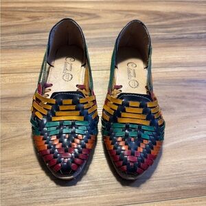 Colorful Woven Leather Flats made in Mexico